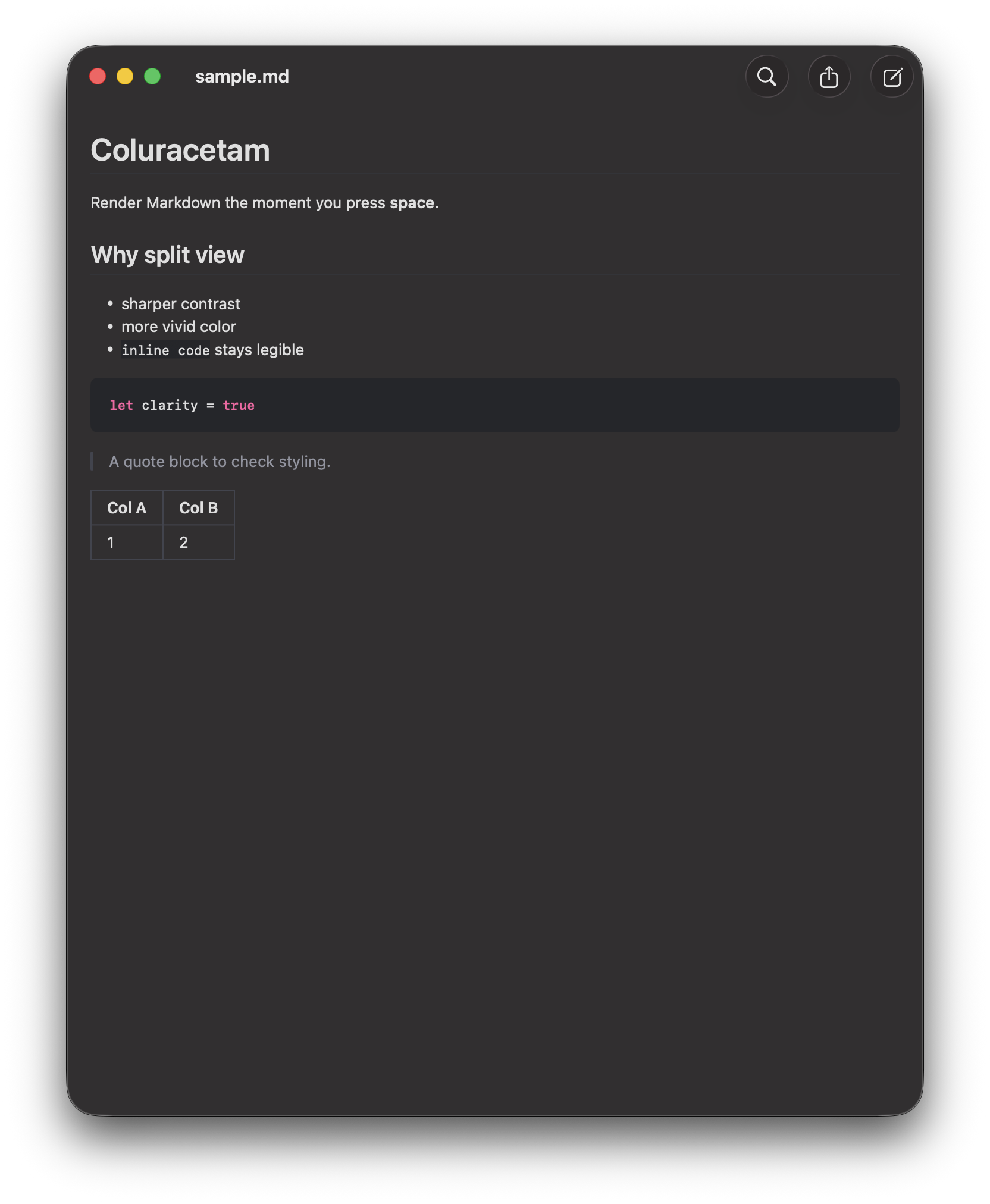 Coluracetam rendering a Markdown document