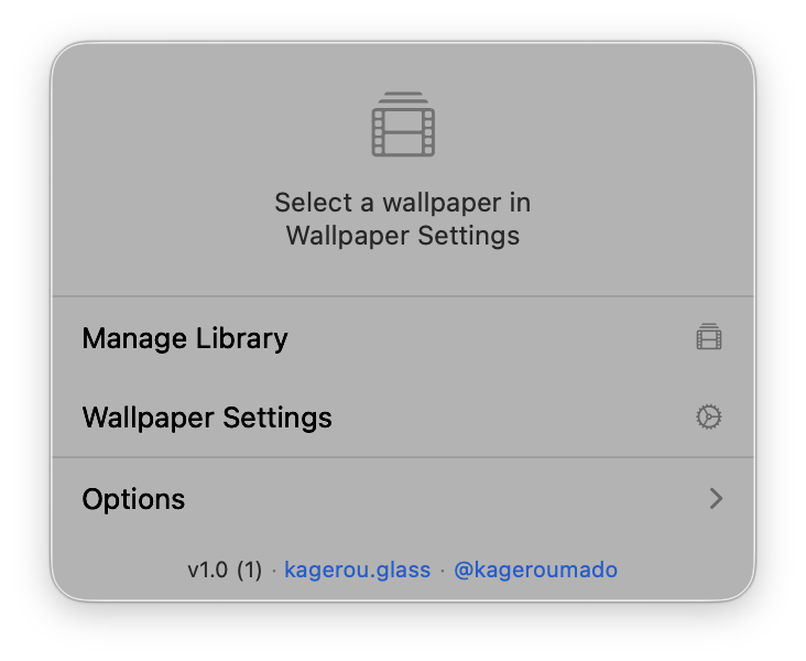 The Phosphene menu bar popover.